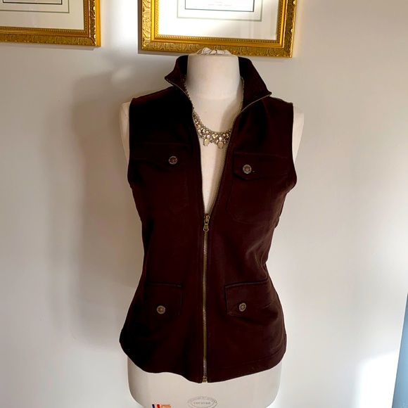 Ralph Lauren brown cotton zip vest, S, NWT - Picture 1 of 10
